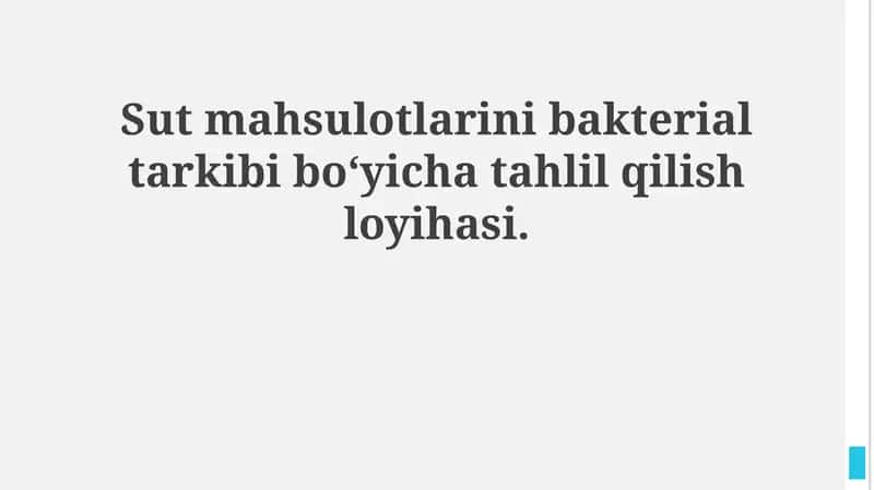 Sut Mahsulotlarini Bakterial Tarkibi Bo‘yicha Tahlil