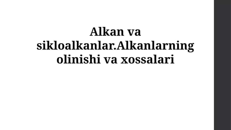 Alkanlar va sikloalkanlar