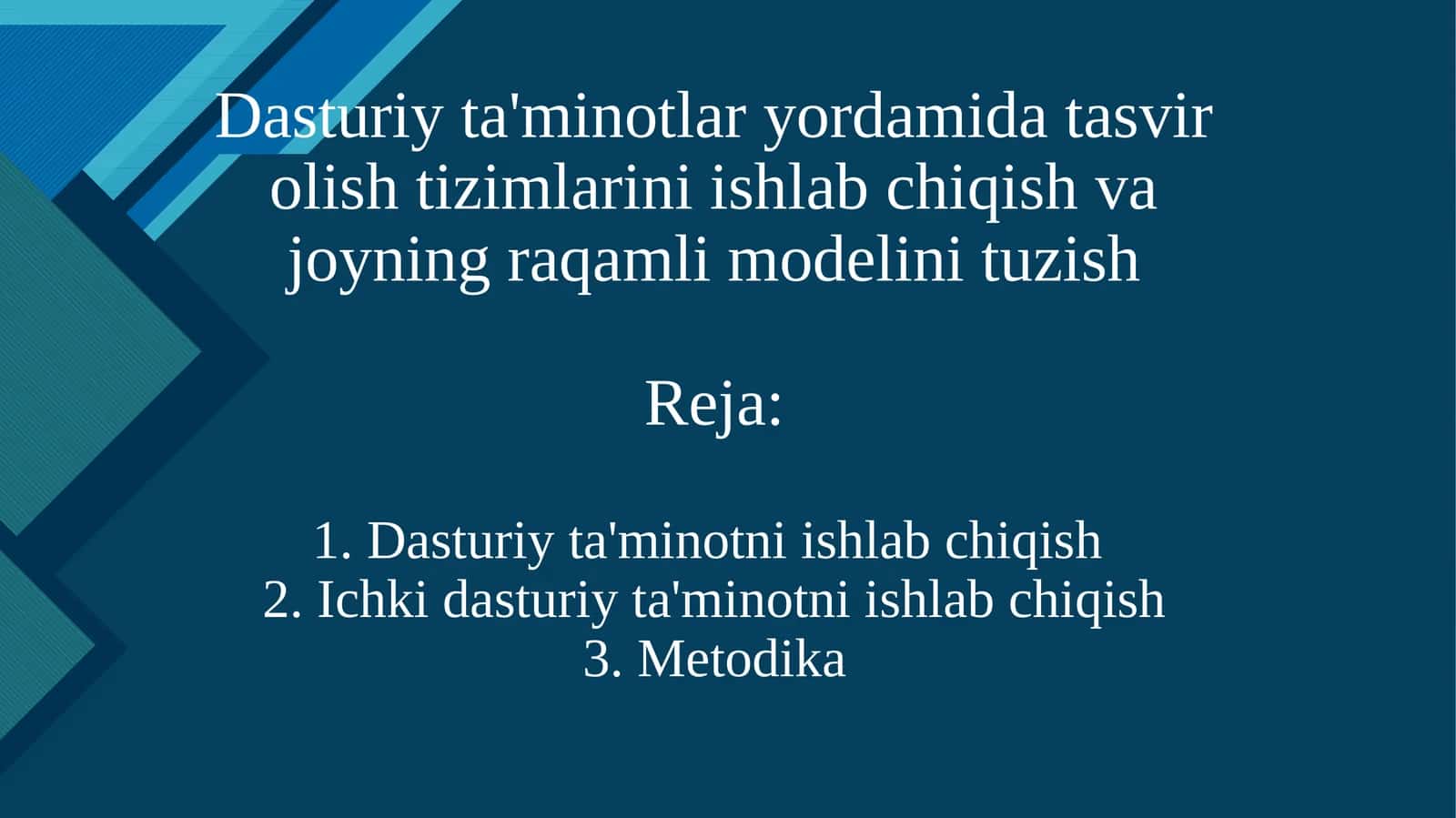 Dasturiy Ta'minotni Ishlab Chiqish