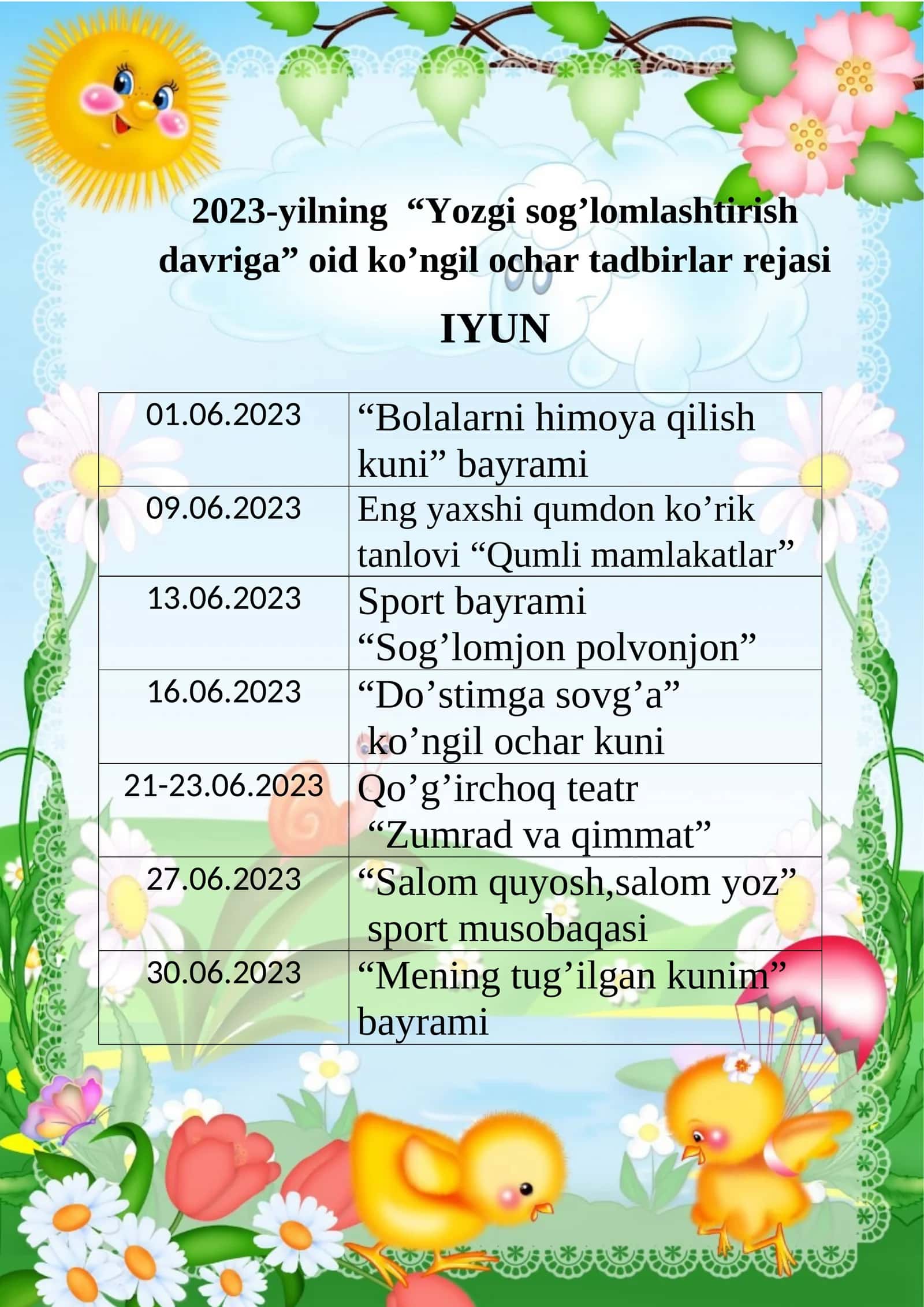 Yozgi sog’lomlashtirish davri