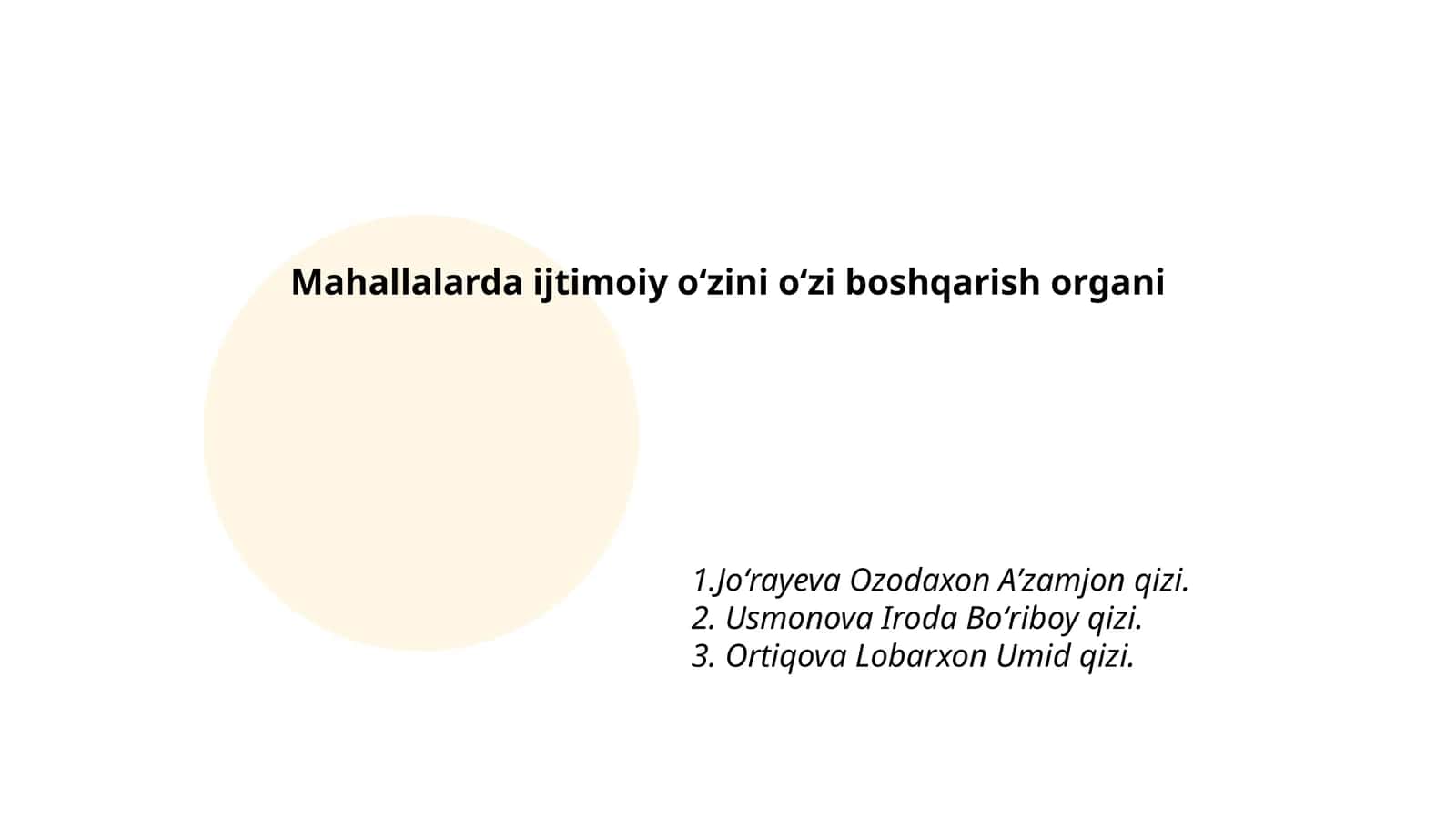 Mahallalarda ijtimoiy oʻzini oʻzi boshqarish organi
