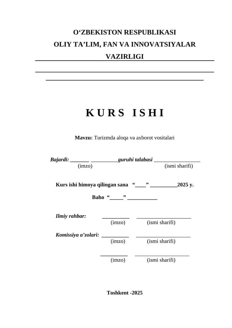 Turizmda aloqa va axborot vositalari