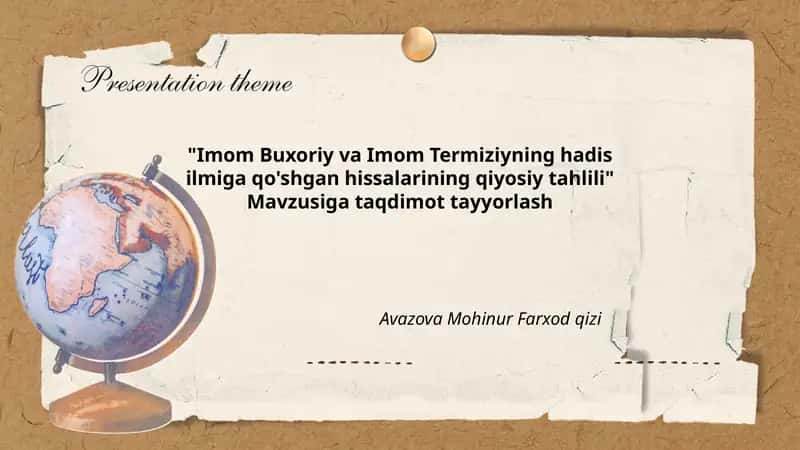 Imom Buxoriy va Imom Termiziyning hadis ilmiga qo'shgan hissalarining qiyosiy tahlili