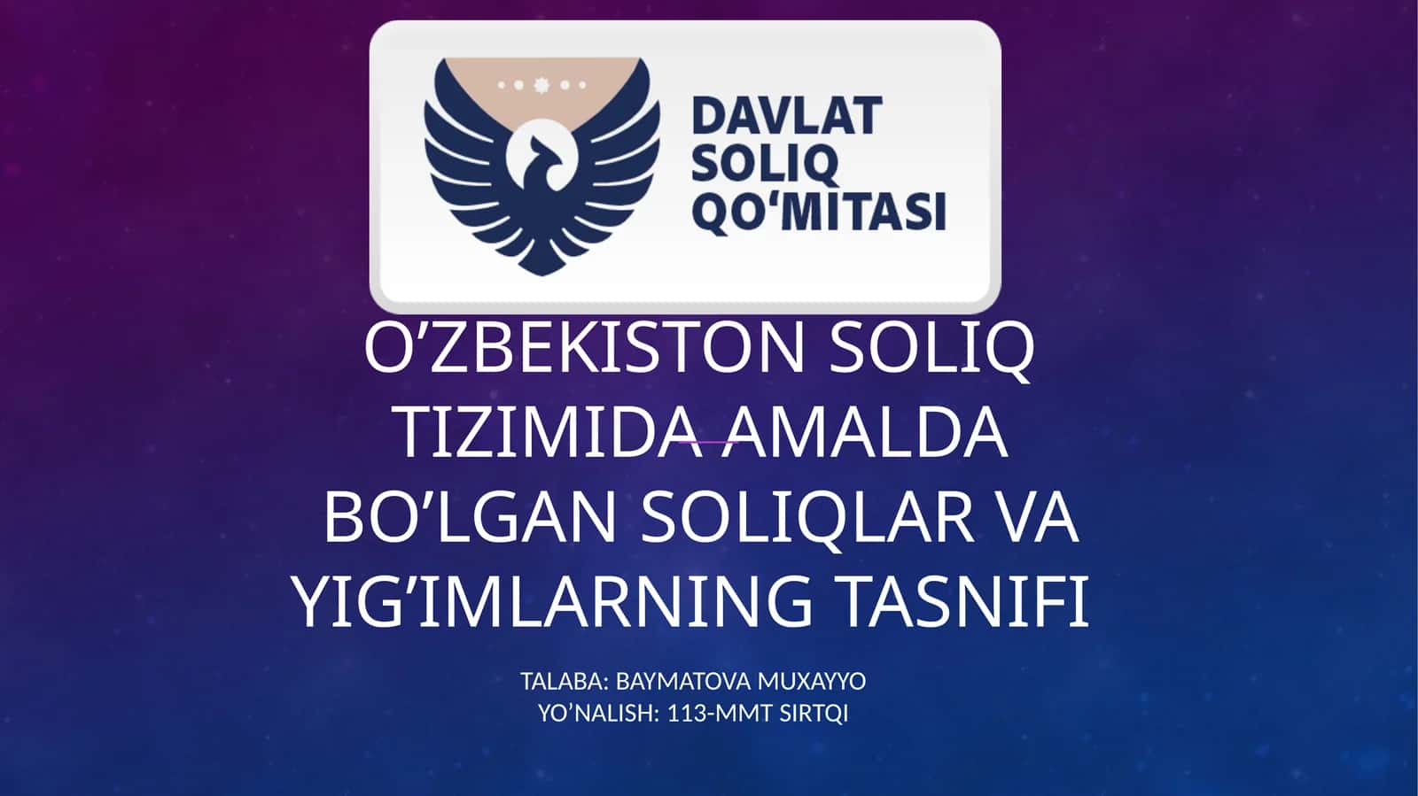 O’zbekiston soliq tizimida amalda bo’lgan soliqlar va yig’imlarning tasnifi