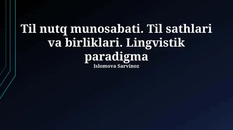 Til nutq munosabati