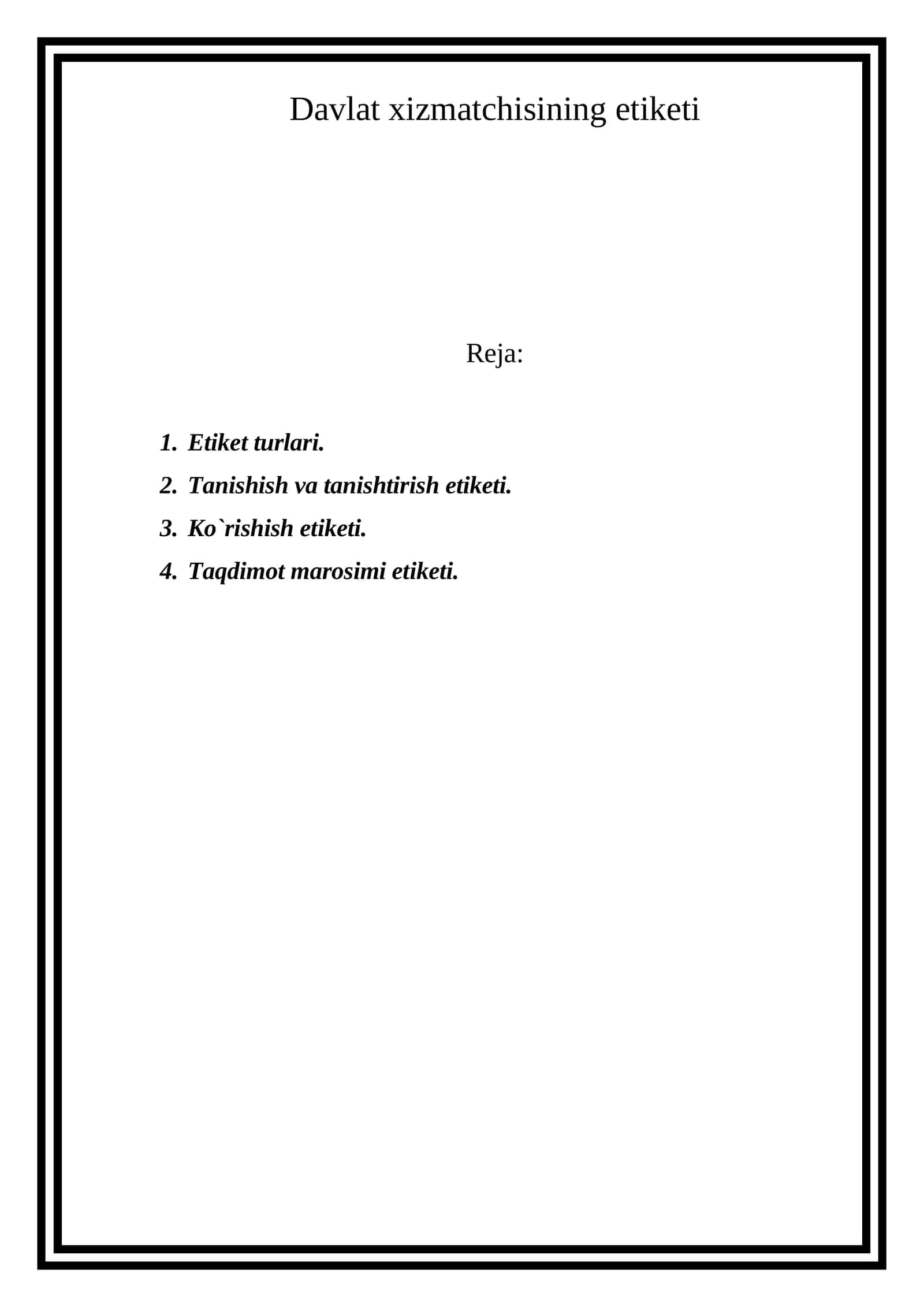 Davlat xizmatchisining etiketi