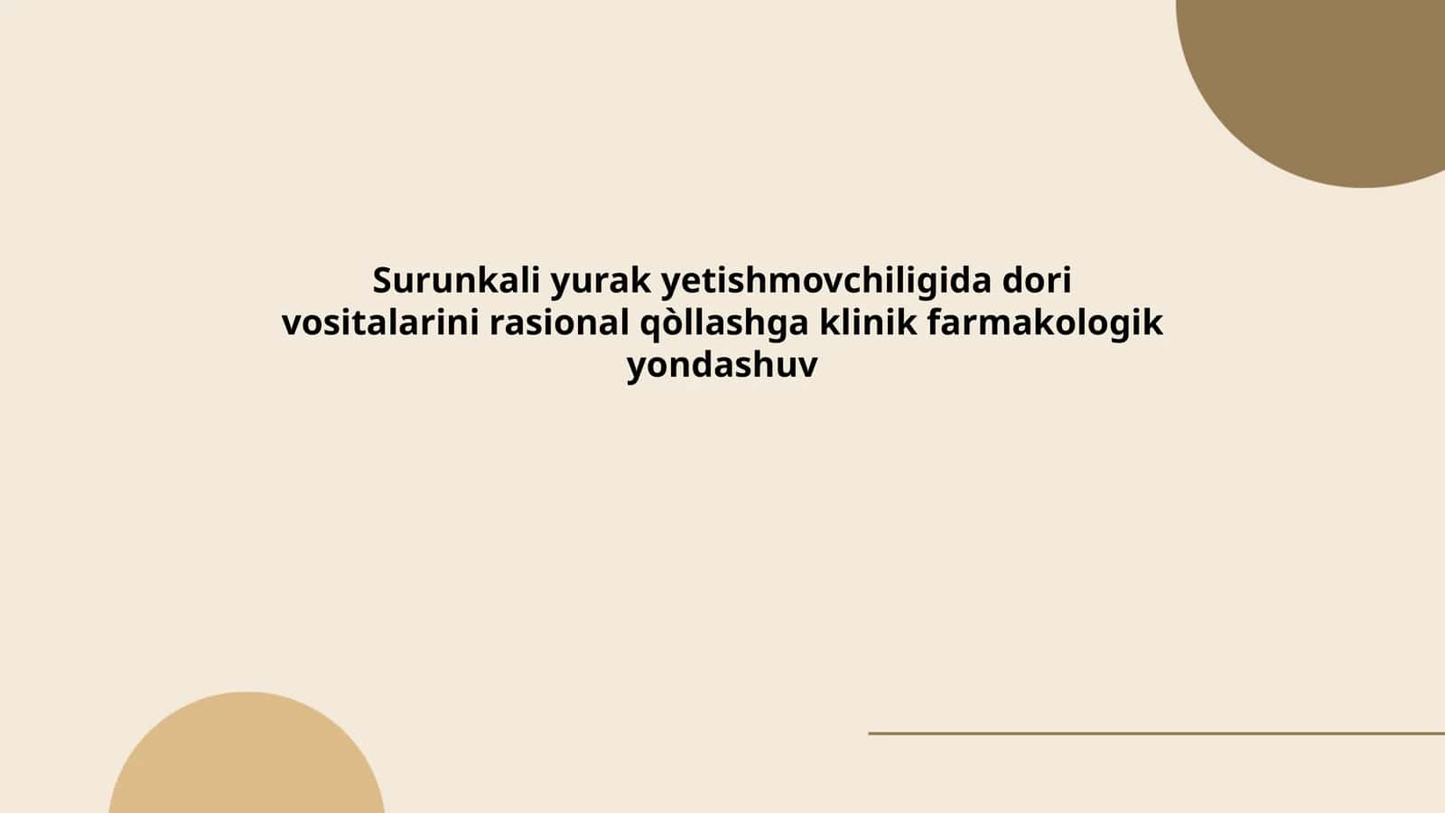 Surunkali yurak yetishmovchiligida dori vositalarini rasional qòllashga klinik farmakologik yondashuv