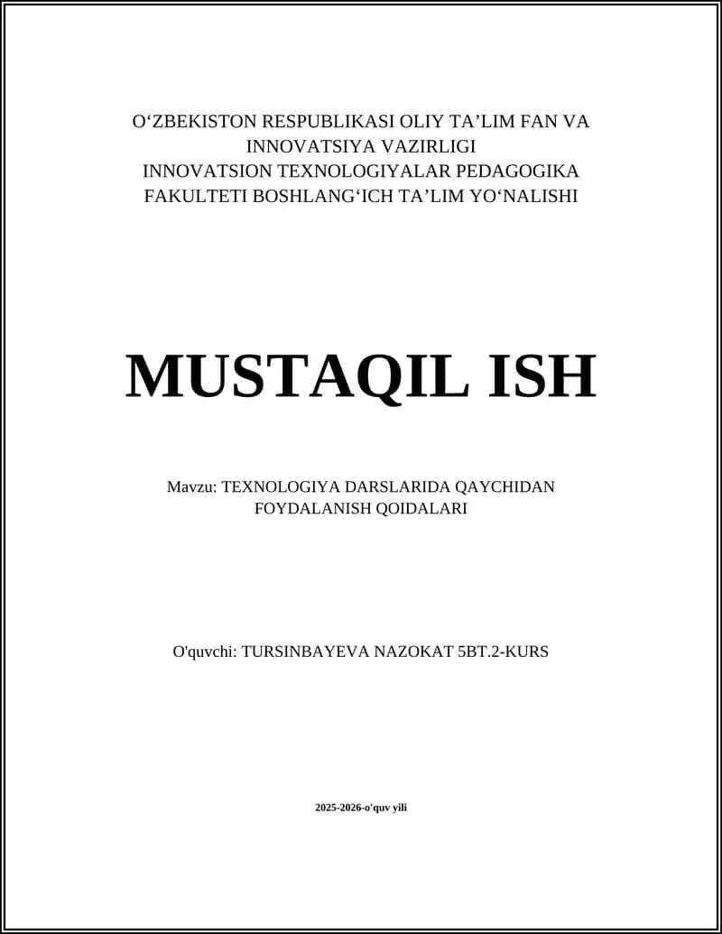 Qaychidan Foydalanish Qoidalari