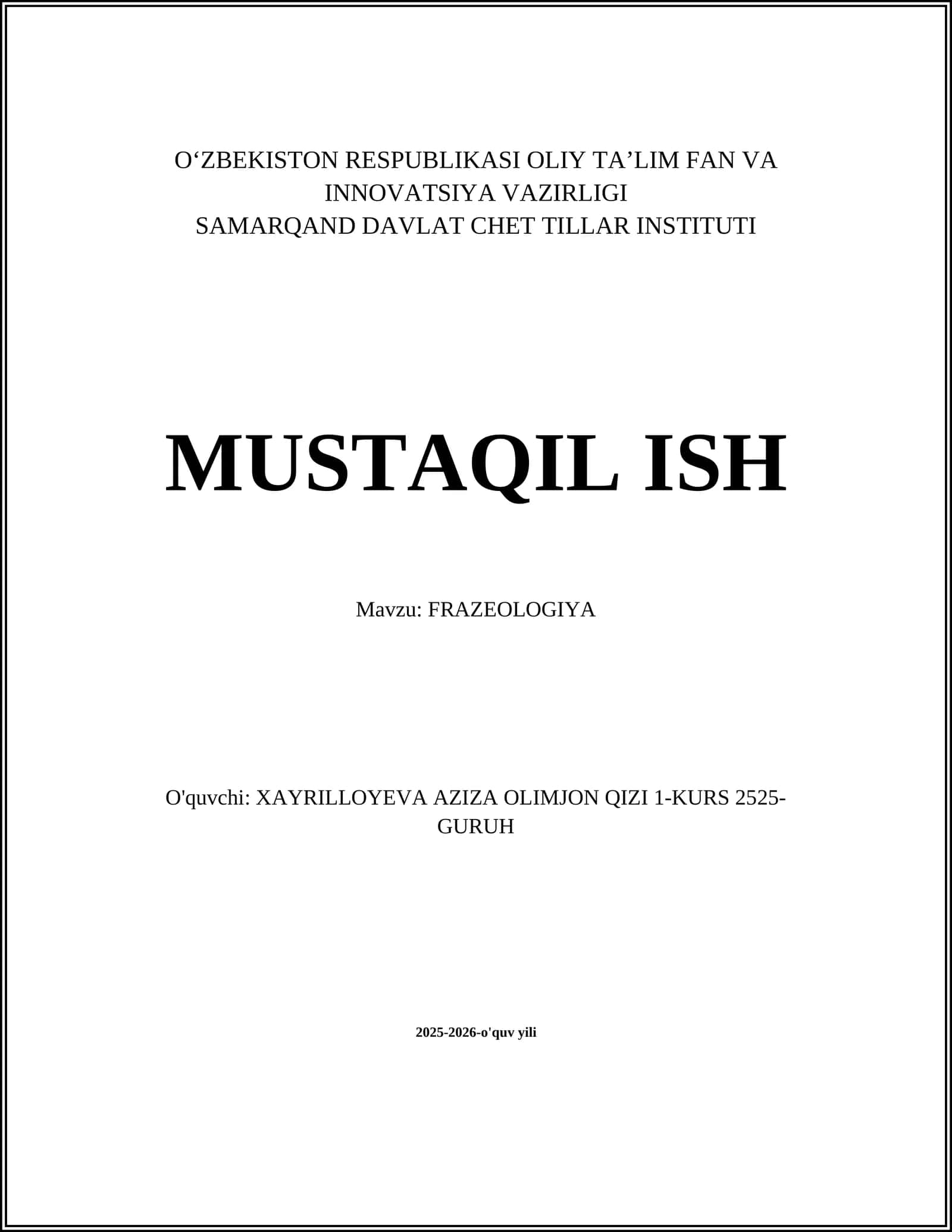 FRAZEOLOGIYA