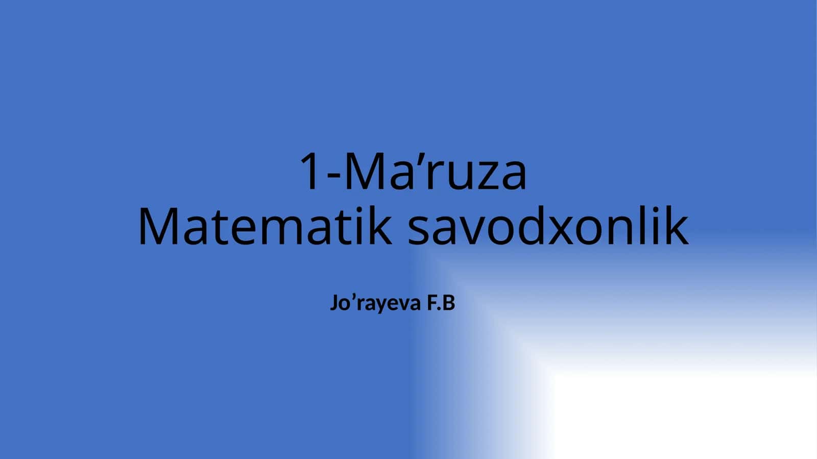 Matematik savodxonlik