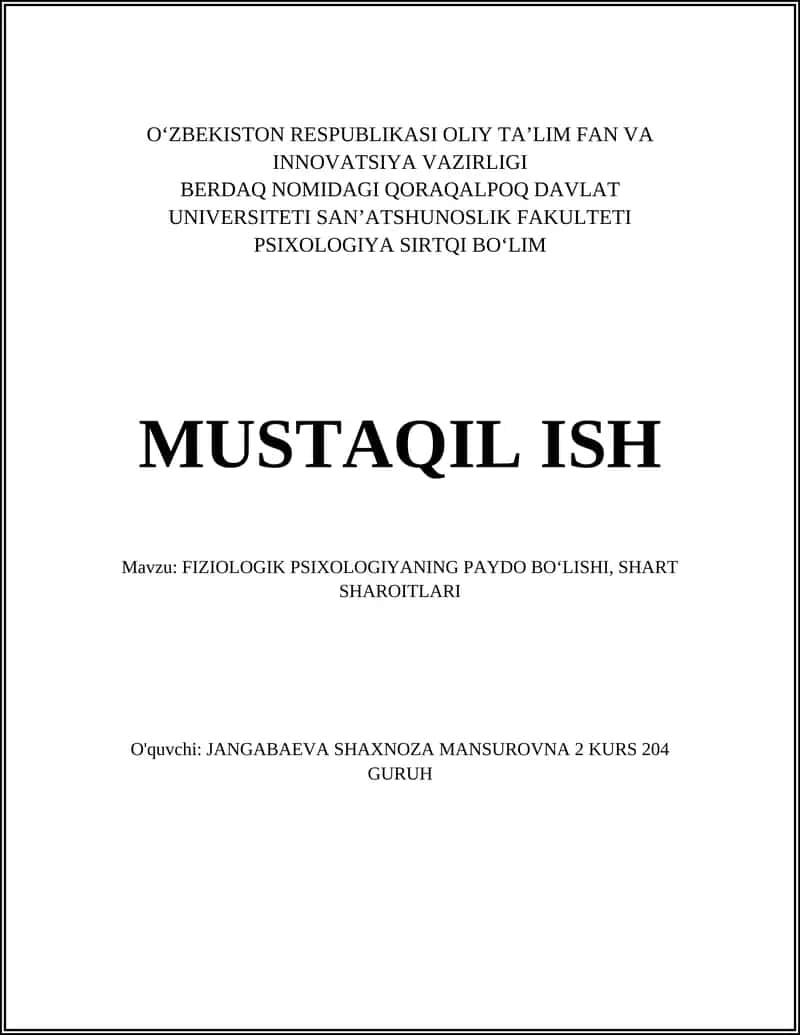 Fiziologik Psixologiya