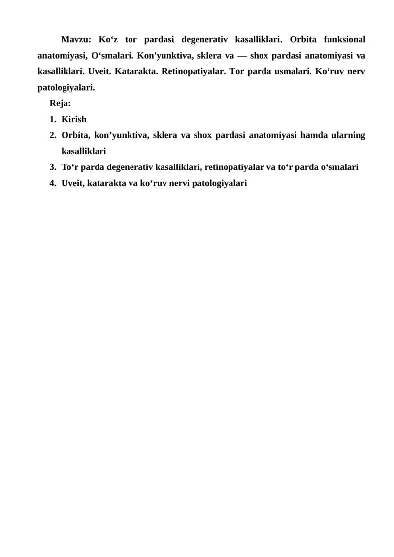 Ko‘z tor pardasi degenerativ kasalliklari