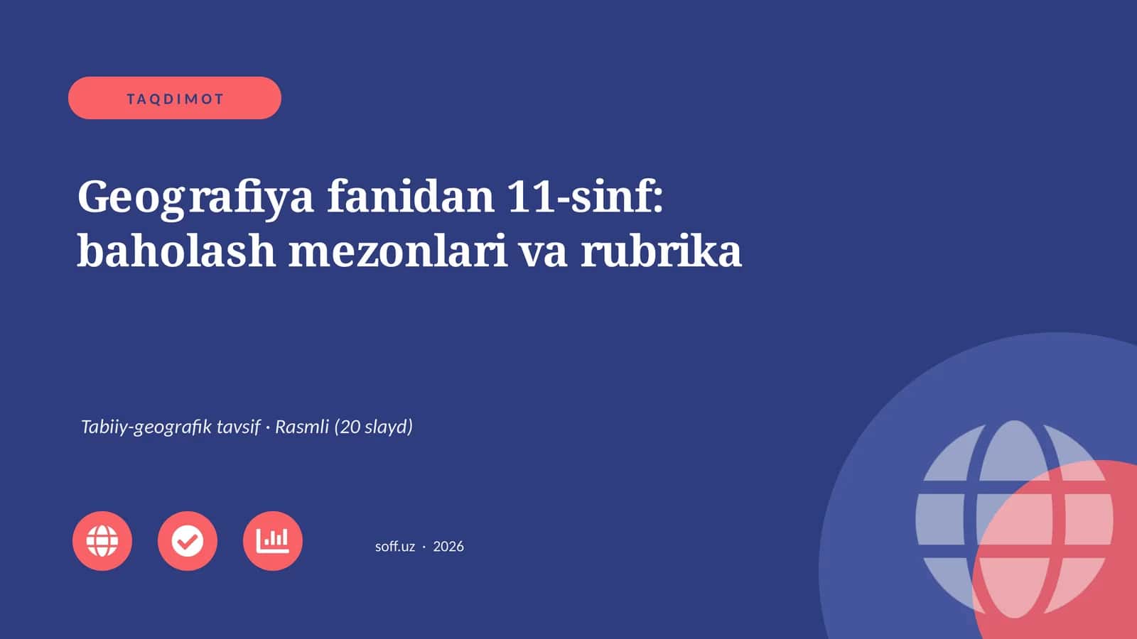 Geografiya fanidan 11-sinf: baholash mezonlari va rubrika