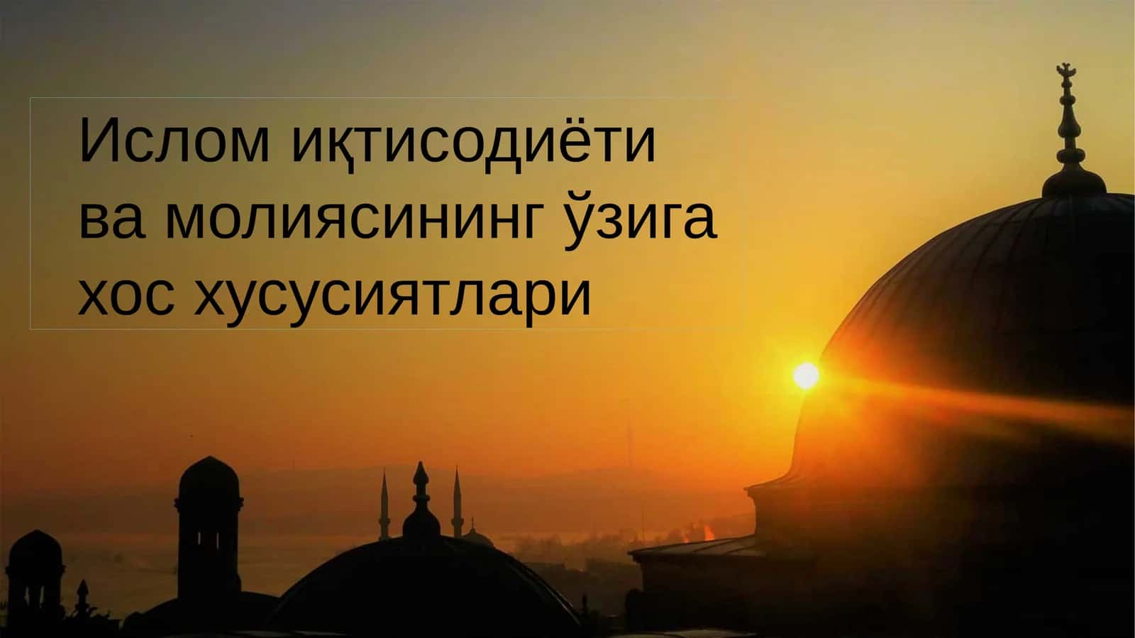 Islom iqtisodiyoti va moliyasi.