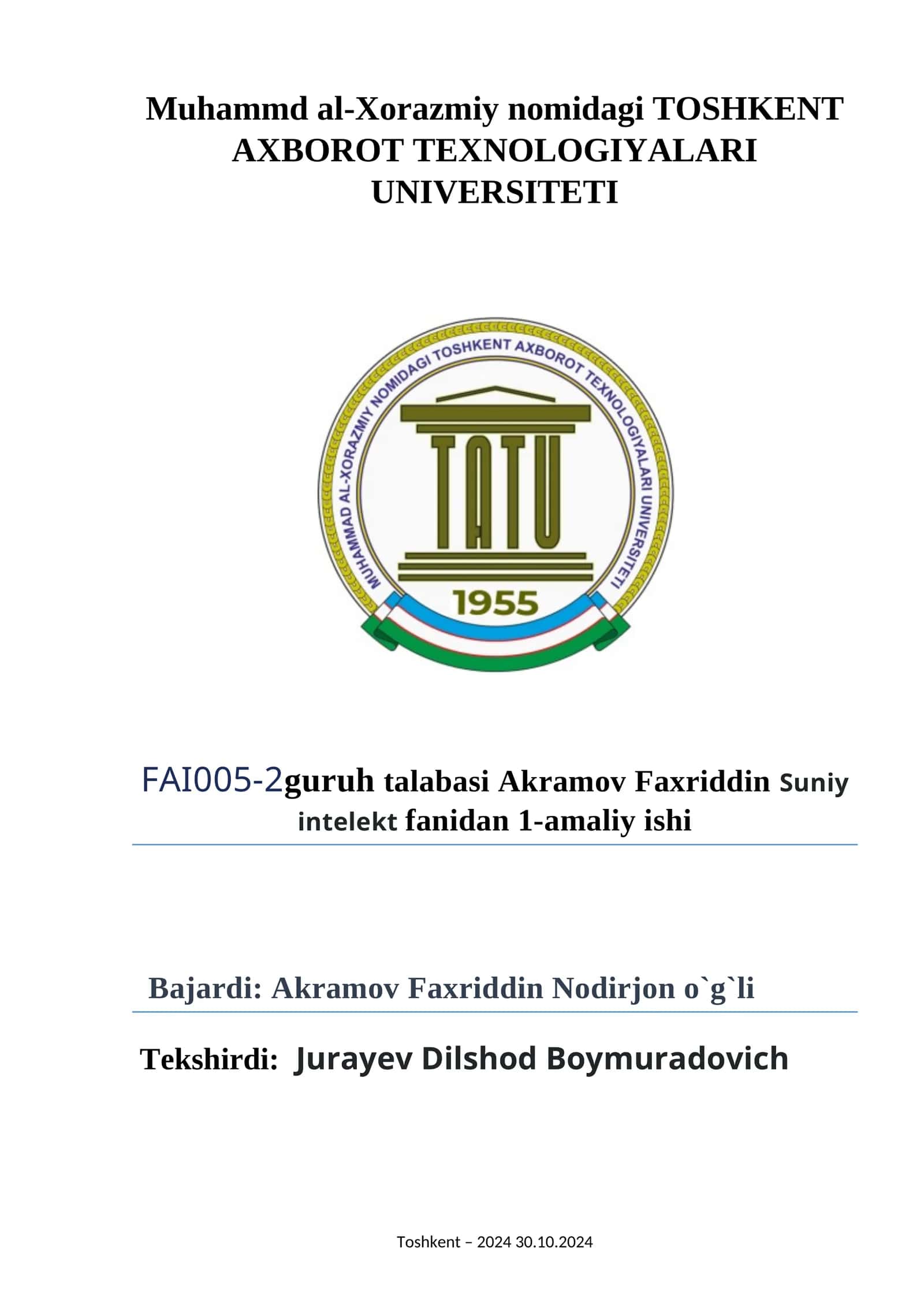 Chiziqli regressiya masalalarini yechish algoritmi va dasturini ishlab chiqish