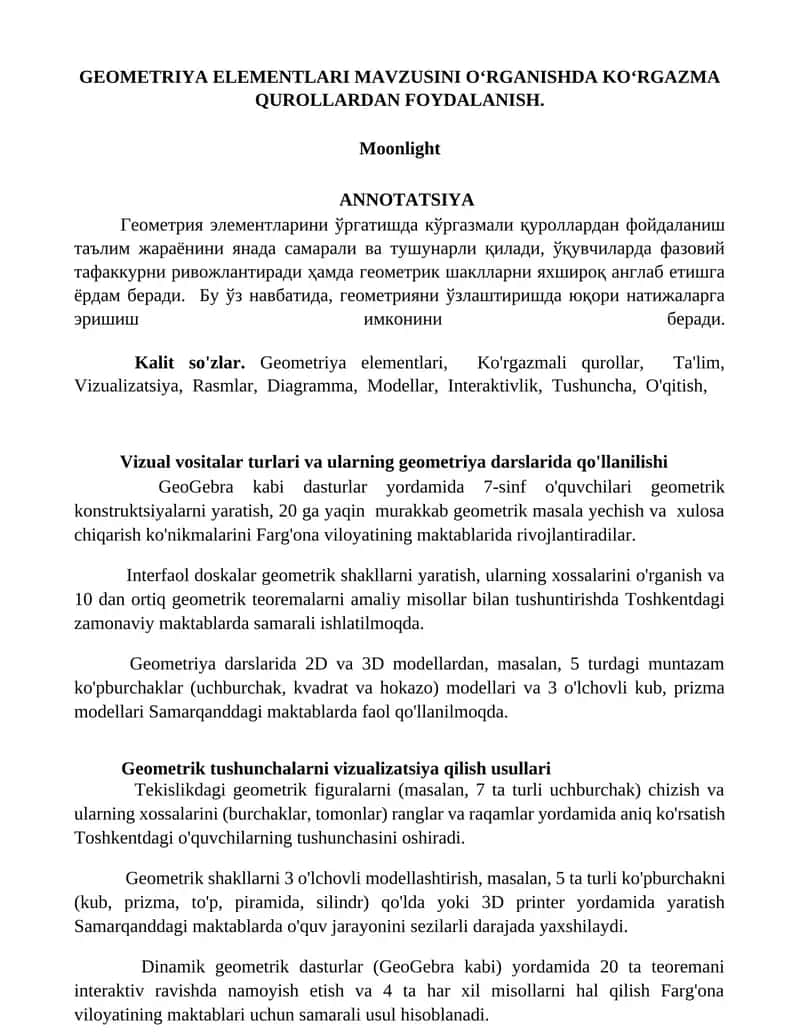 GEOMETRIYA ELEMENTLARI