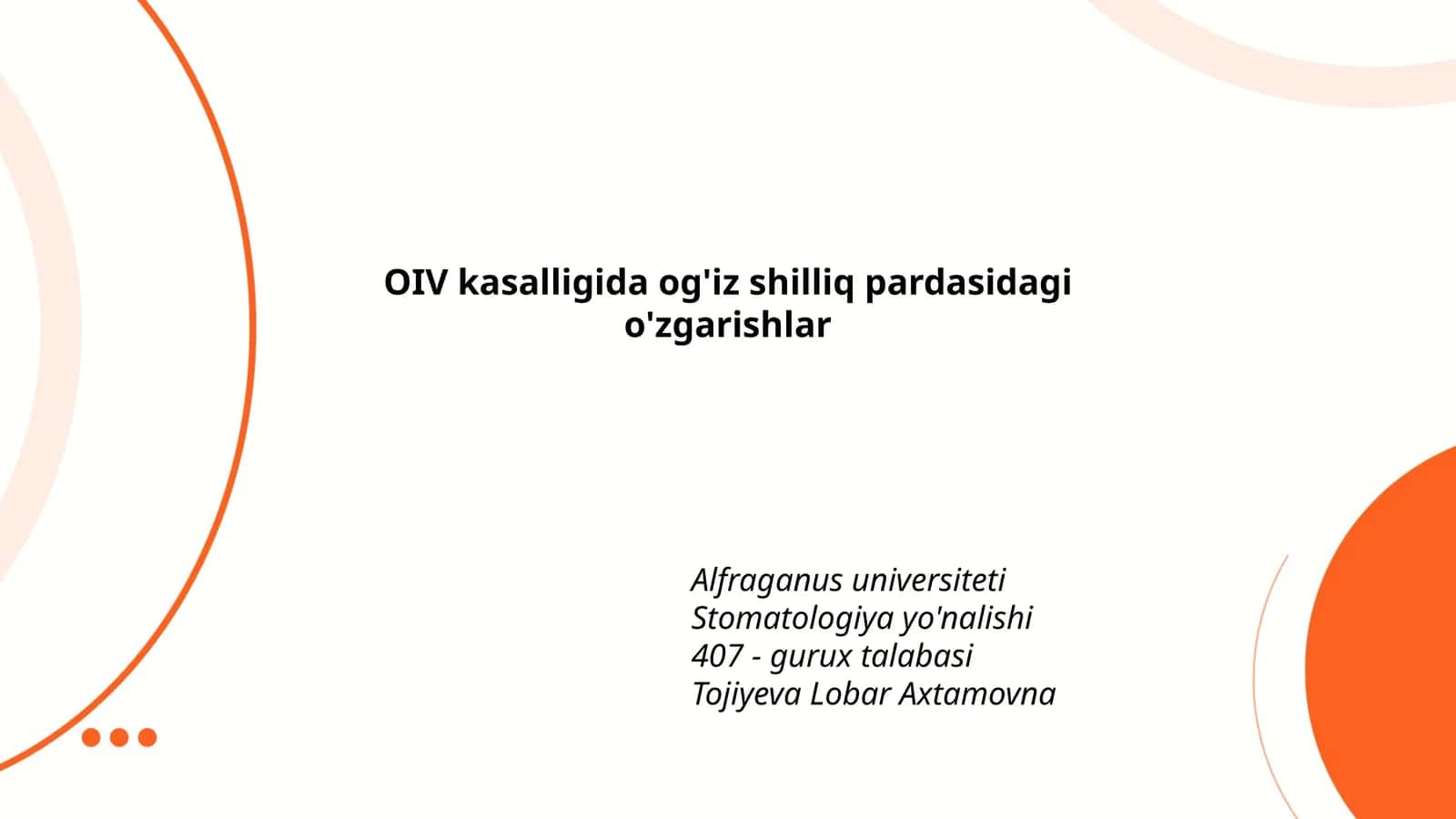 OIV kasalligida og'iz shilliq pardasidagi o'zgarishlar