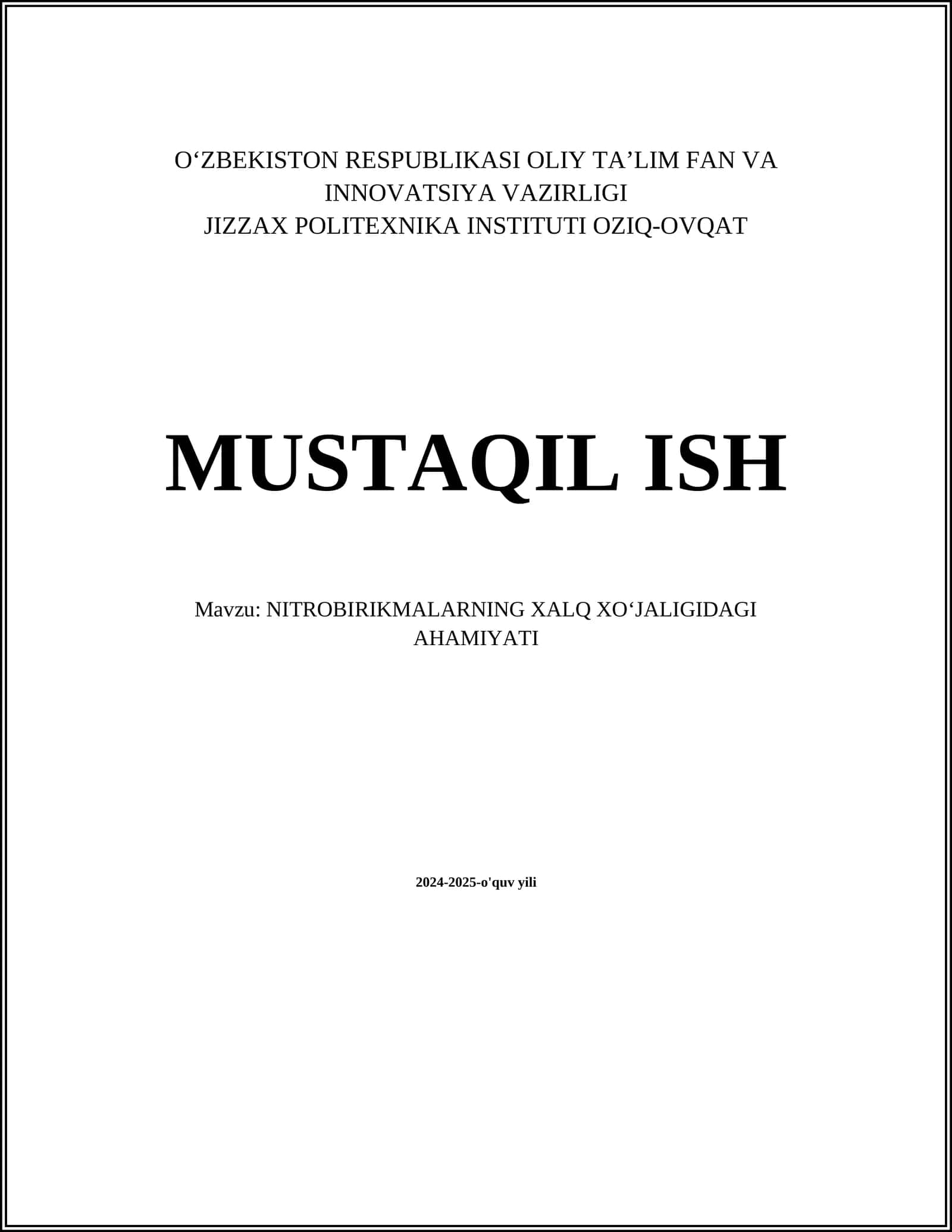 NITROBIRIKMALARNING XALQ XOʻJALIGIDAGI AHAMIYATI