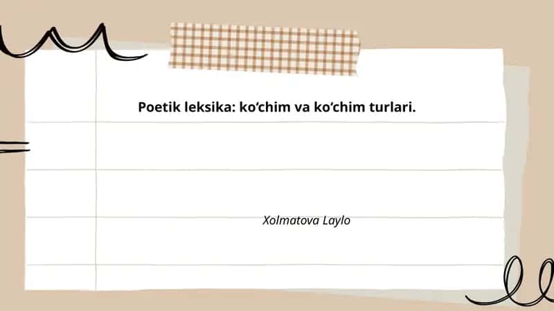 Poetik leksika: ko‘chim va ko‘chim turlari