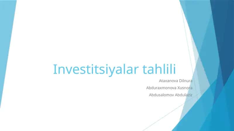 Investitsiyalartahlili