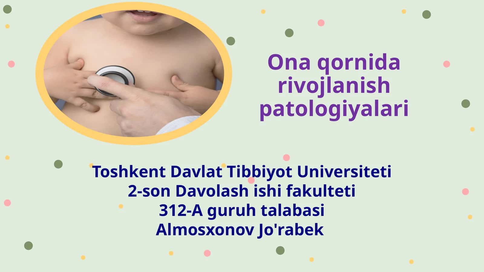 Ona qornida rivojlanish patologiyalari
