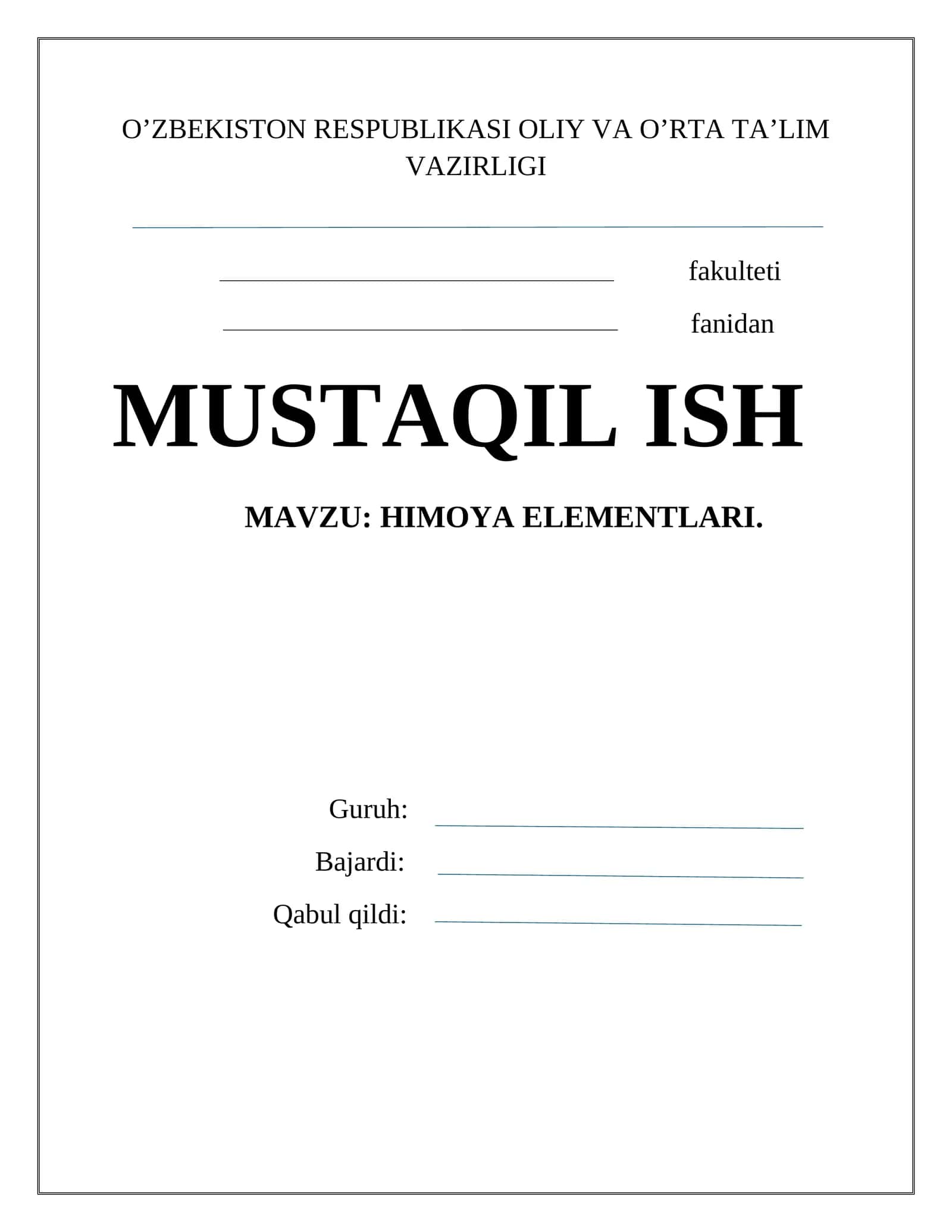 HIMOYA ELEMENTLARI