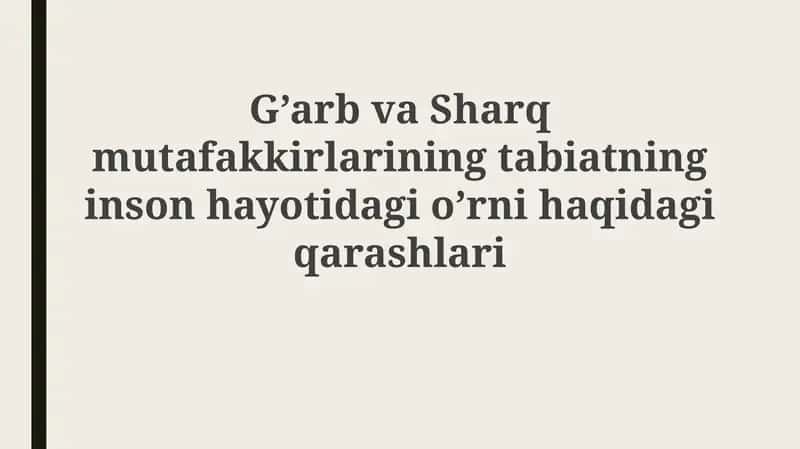 O'rta asrlar mutafakkirlarining tabiatga bo'lgan qarashlari