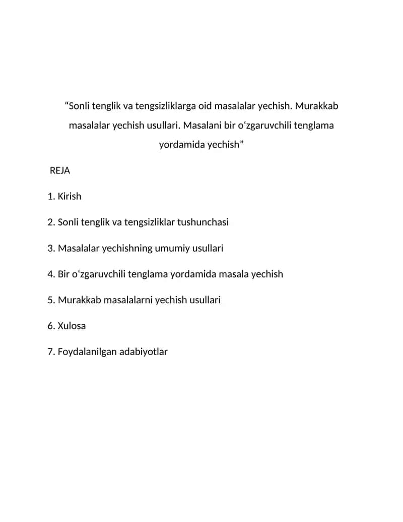 Sonli tenglik va tengsizliklar