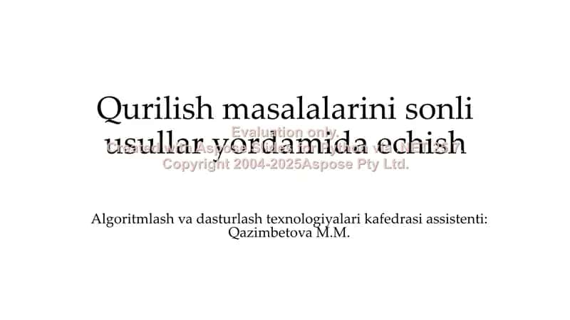 Qurilish mаsаlаlаrini sоnli usullаr yordаmidа еchish