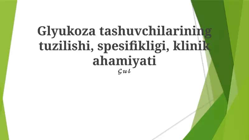Glyukoza Tashuvchilarining Tuzilishi