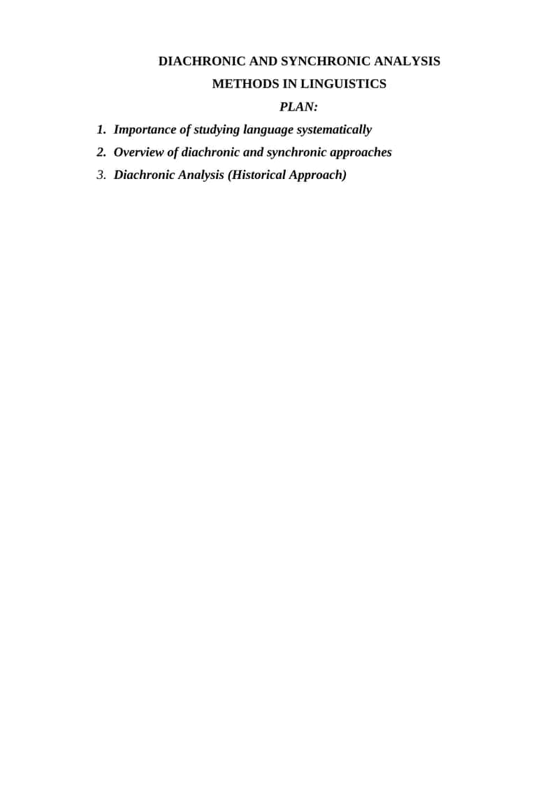 DIACHRONIC AND SYNCHRONIC ANALYSIS METHODS IN LINGUISTICS