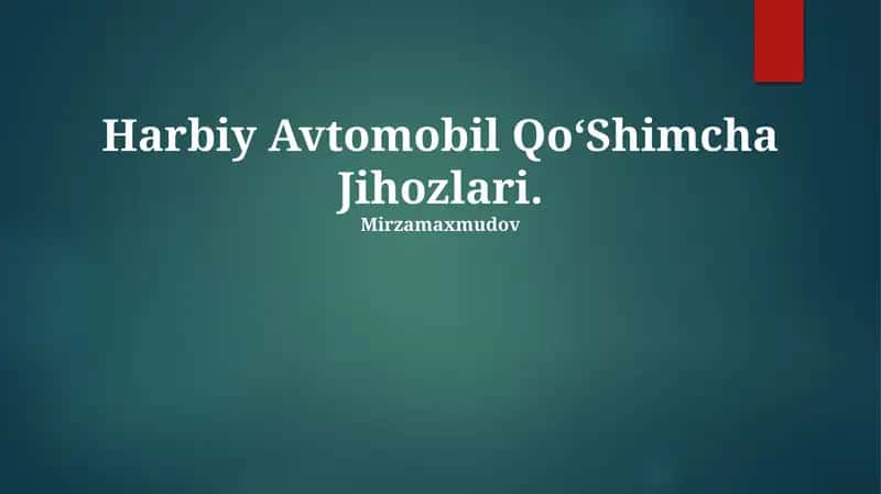 Harbiy Avtomobil QoʻShimcha Jihozlari