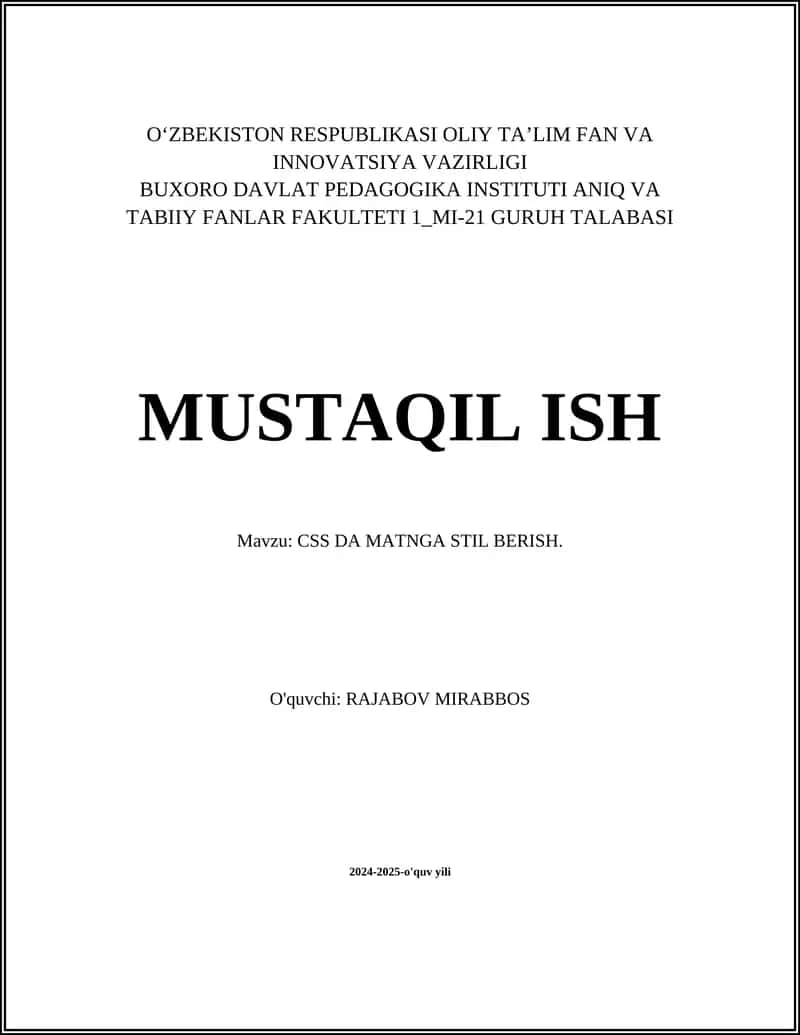 CSS DA MATNGA STIL BERISH
