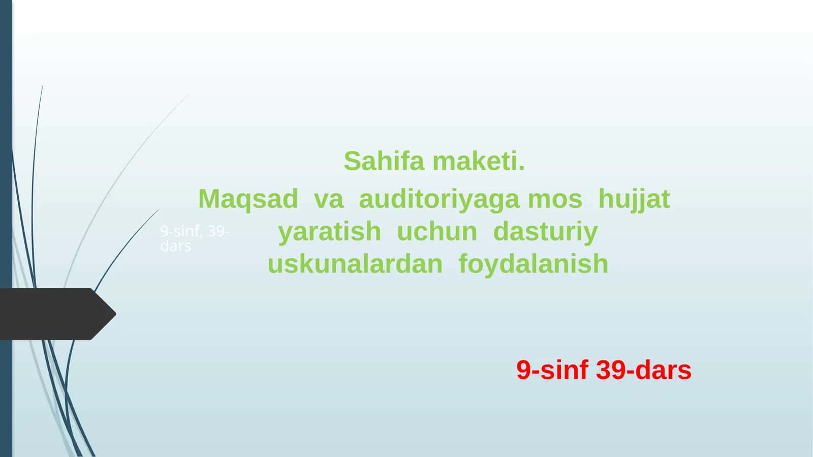 9-sinf, 39-dars Sahifa maketi