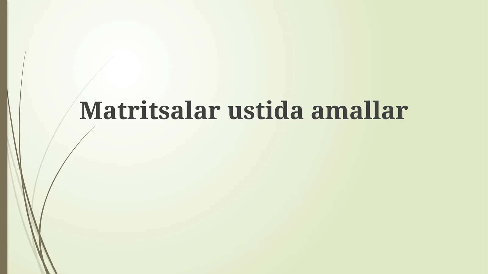 Matritsalar va ular ustida amallar