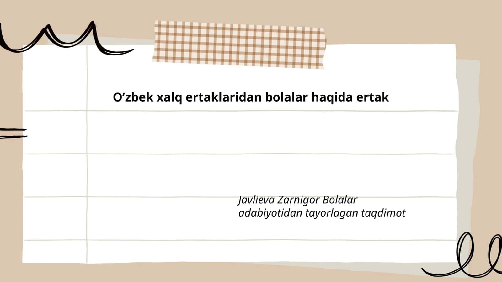 O’zbek xalq ertaklaridan bolalar haqida ertak