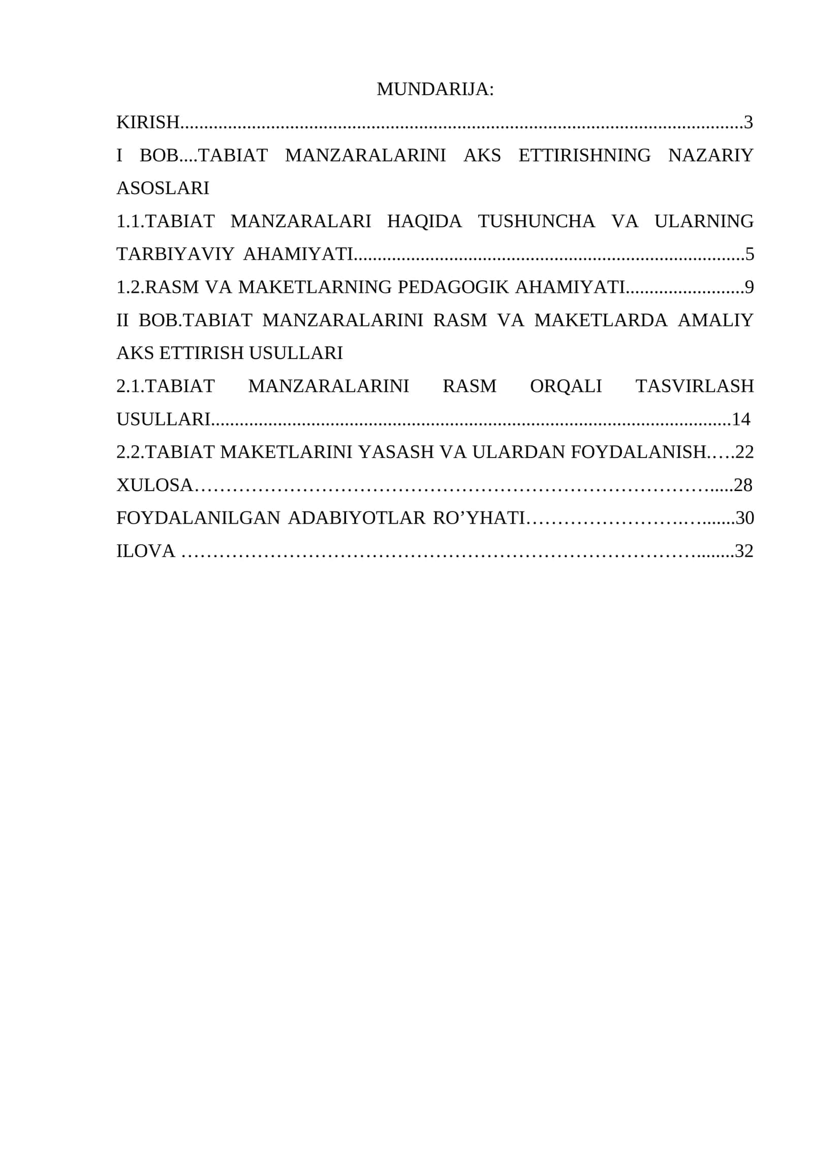 TABIAT MANZARALARINI AKS ETTIRISHNING NAZARIY ASOSLARI