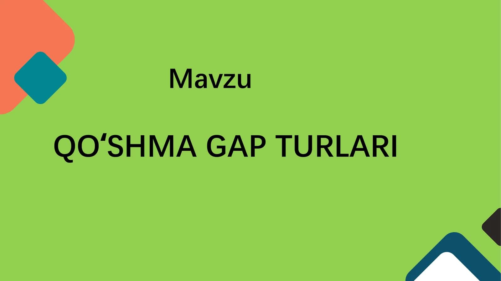 QOʻSHMAGAP TURLARI