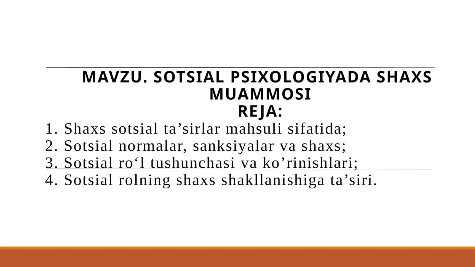 SOTSIAL PSIXOLOGIYADA SHAXS MUAMMOSI