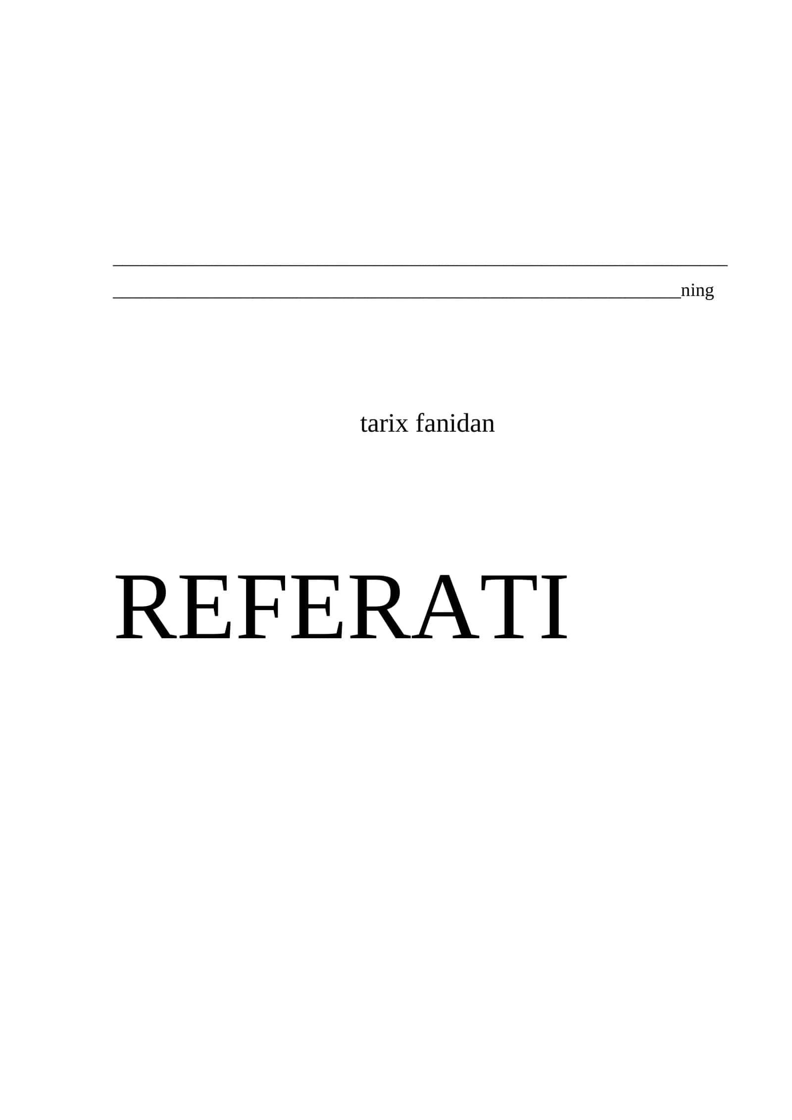 Xitoy tarixi fanidan REFERATI