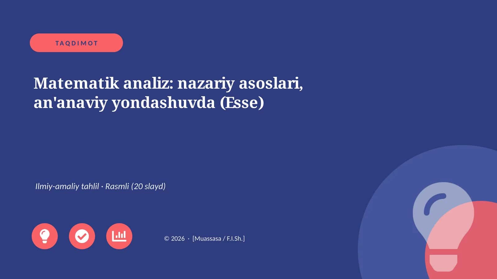 Matematik analiz: nazariy asoslari, an'anaviy yondashuvda (Esse)