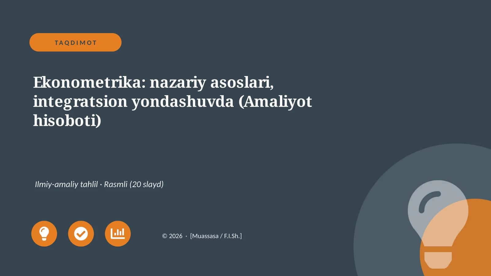 Ekonometrika: nazariy asoslari, integratsion yondashuvda (Amaliyot hisoboti)