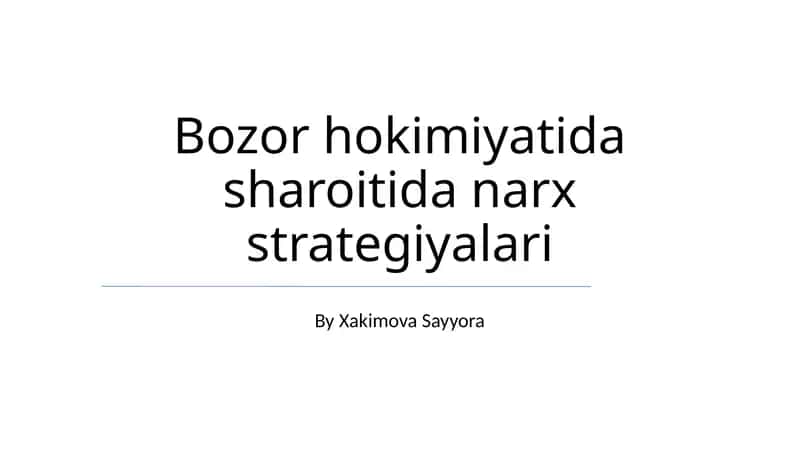 Narxlash Siyosati