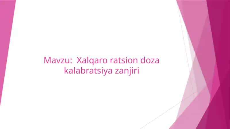 Xalqaro ratsion doza kalabratsiya zanjiri