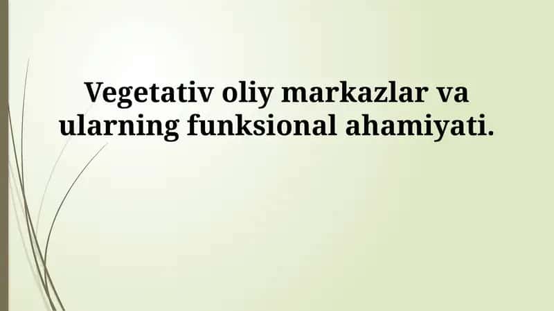 Vegetativ oliy markazlar va ularning funksional ahamiyati
