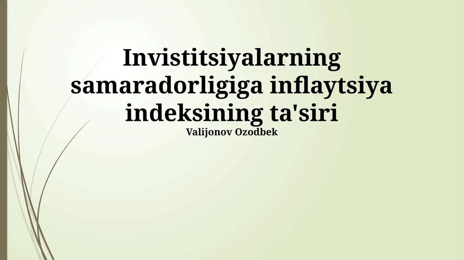 Invistitsiyalarning samaradorligiga inflaytsiya indeksining ta'siri
