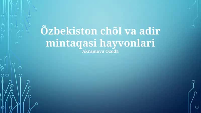 O'zbekiston cho'li va adir mintaqasi hayvonlari