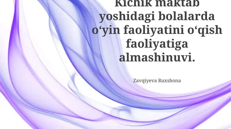 O'yin faoliyatini o'quv faoliyatiga almashish
