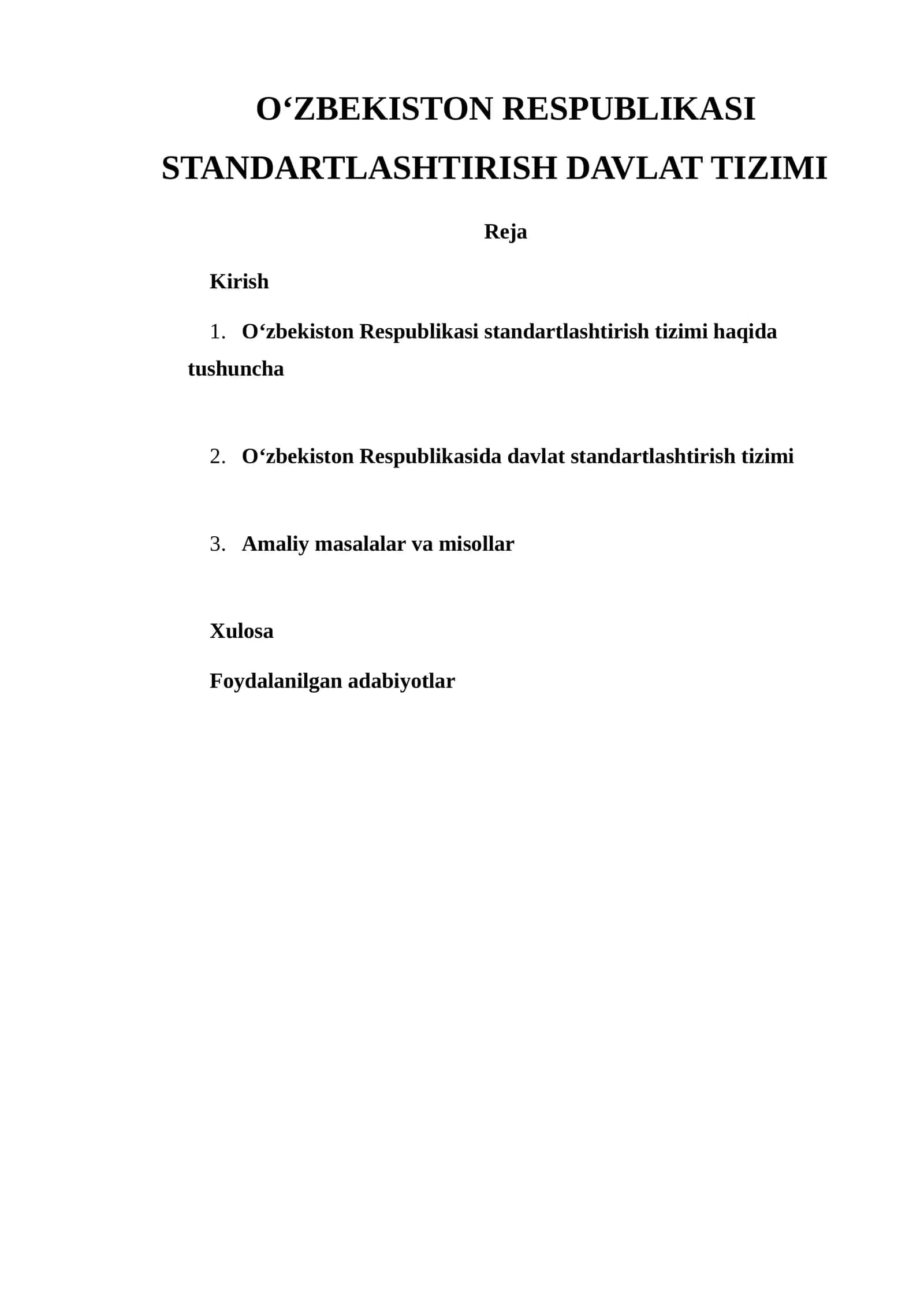 Oʻzbekiston Respublikasi Standartlashtirish Davlat Tizimi