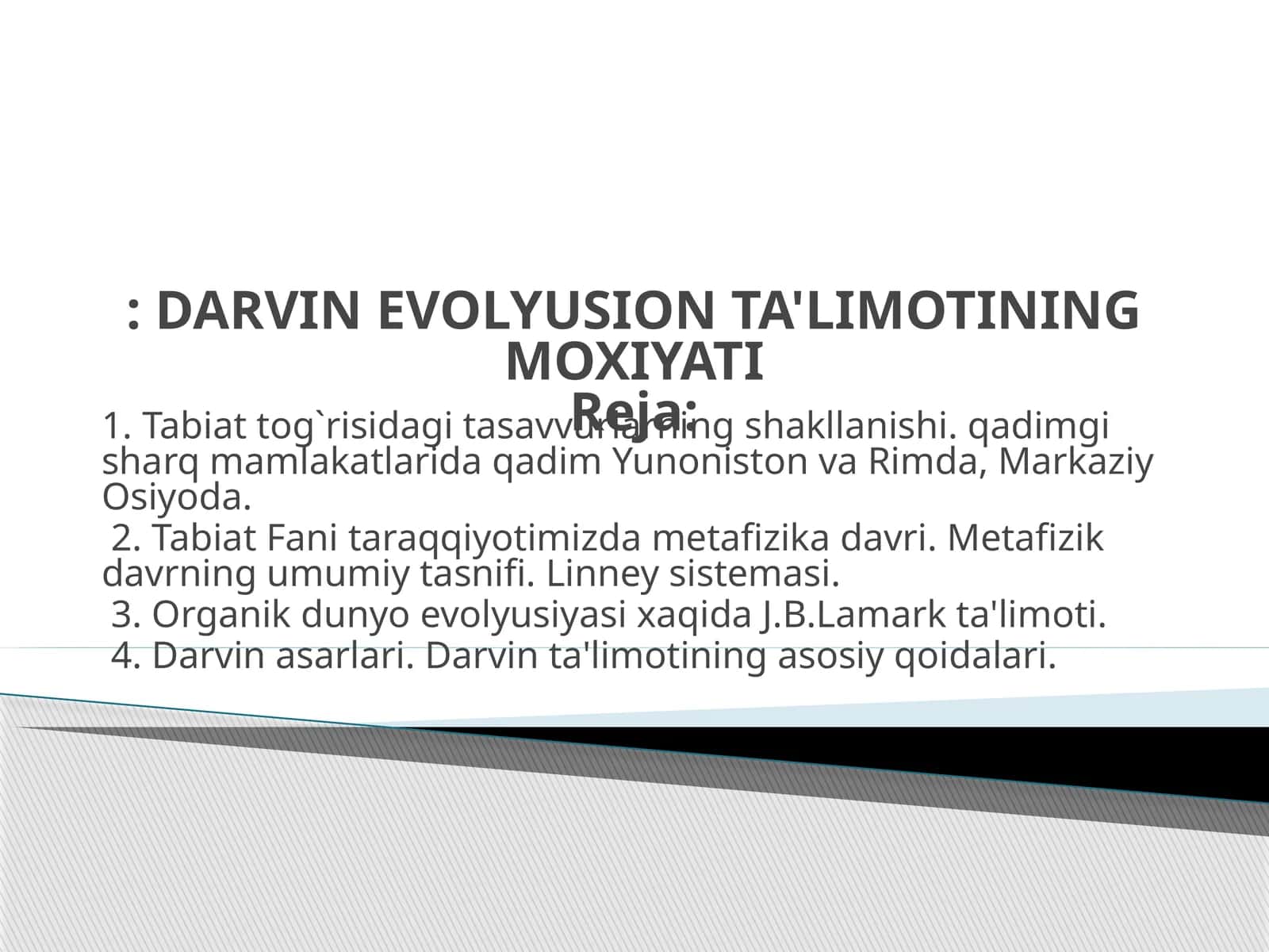 DARVIN EVOLYUSION TA'LIMOTINING MOXIYATI